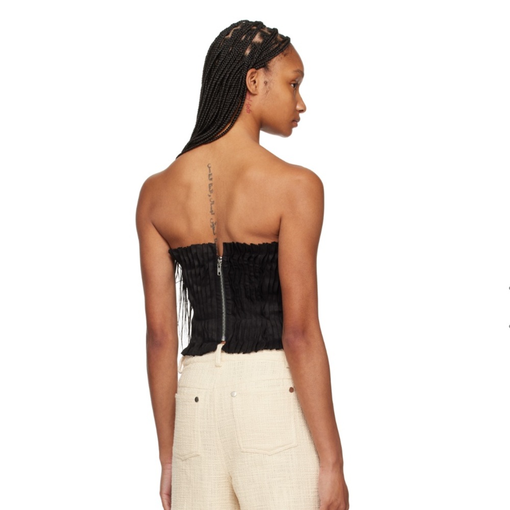 STAUD Parma Strapless Pintuck Linen Corset Top Black Size 6 NWT - Picture 14 of 15